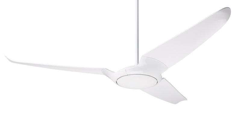Modern Fan Company IC/Air3 DC 56 inch gloss white modern downrod ceiling fan with ABS white blades and remote control