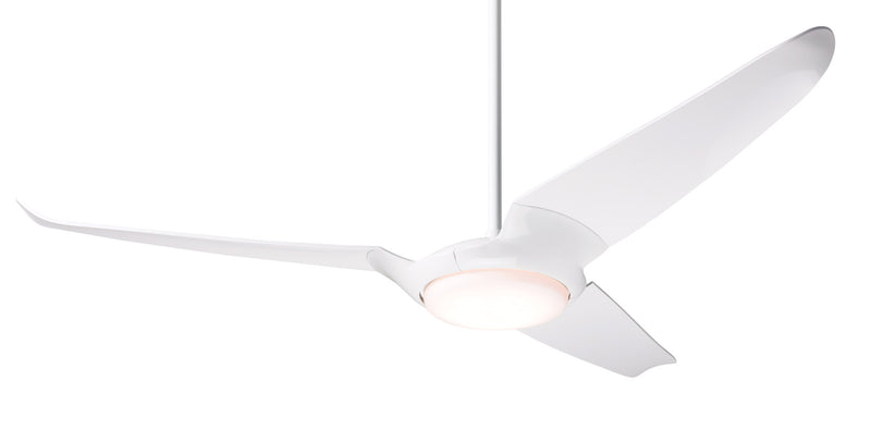 Modern Fan Company IC/Air3 DC LED 56 inch gloss whtie modern downrod ceiling fan with ABS white blades and remote control