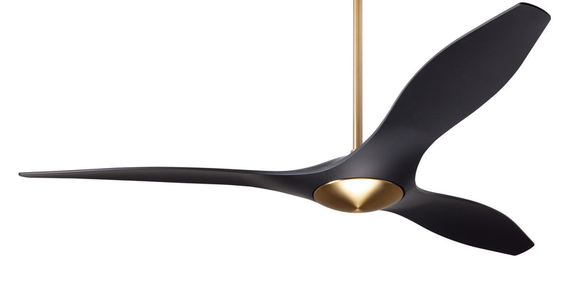 Modern Fan Company IC Brisa DC 56-inch satin brass modern ceiling fan with matte black blades and remote control designed by Guto Indio da Costa