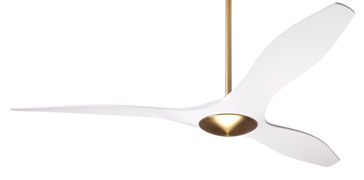 Modern Fan Company IC Brisa DC 56-inch satin brass modern ceiling fan with matte white blades and remote control designed by Guto Indio da Costa