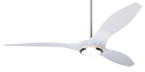Modern Fan Company IC Brisa LED DC 56 inch bright nickel and translucent ABS blades modern ceiling fan with remote control designed by Guto Indio da Costa