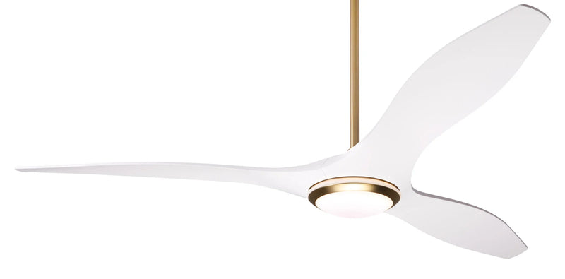 Modern Fan Company IC Brisa LED DC 56 inch satin brass and translucent ABS blades modern ceiling fan with remote control designed by Guto Indio da Costa