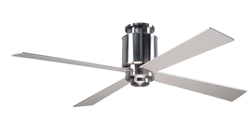 Modern Fan Company Lapa 50 inch bright nickel flush mount ceiling fan with nickel wood blades and wall control