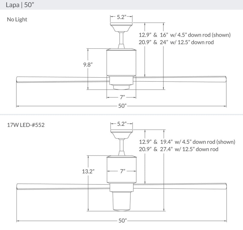 Modern Fan Company Lapa 50″ Bright Nickel Ceiling Fan with Wall Control