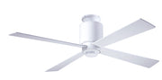 Modern Fan Company Lapa 50 inch gloss white flush mount ceiling fan with white wood blades and wall control