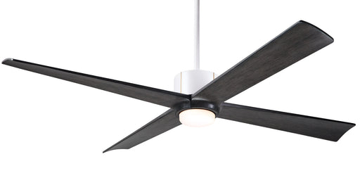 Modern Fan Company Nouveau DC LED 56-inch ceiling fan in matte white with ebony blades and remote control