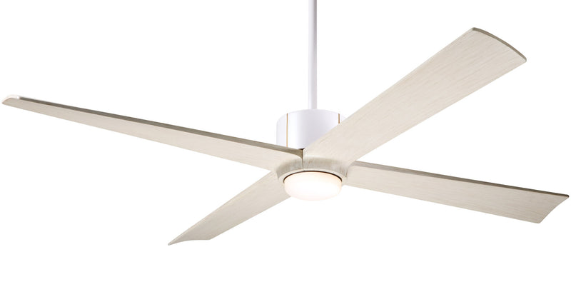 Modern Fan Company Nouveau DC LED 56-inch ceiling fan in matte white with whitewash blades and remote control