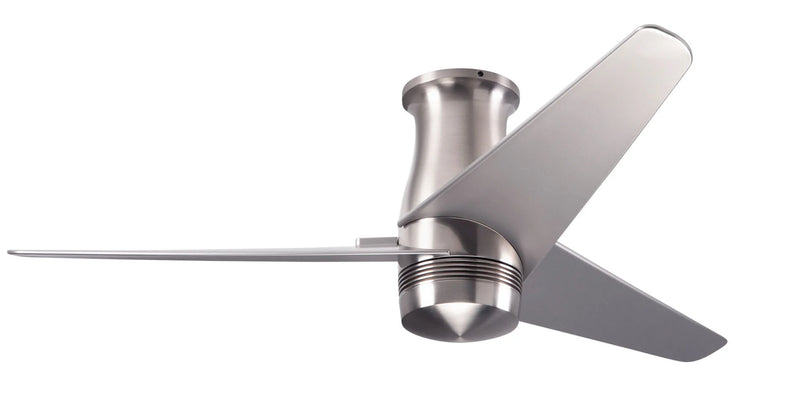 Modern Fan Company Velo DC 48 inch bright nickel flush mount ceiling fan with nickel ABS blades and remote control