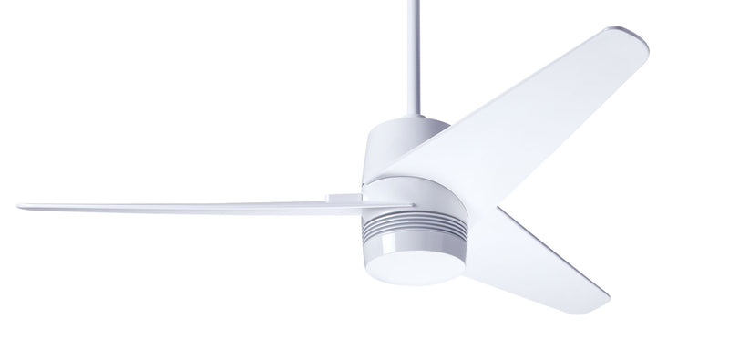 Modern Fan Company Velo DC 48 inch gloss white ceiling fan with white ABS blades and remote control