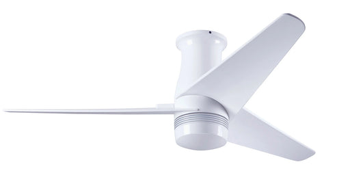 Modern Fan Company Velo DC 48 inch gloss white flush mount ceiling fan with white ABS blades and remote control