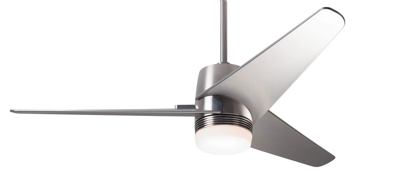 Modern Fan Company Velo DC LED 48 inch bright nickel ceiling fan with nickel ABS blades and remote control