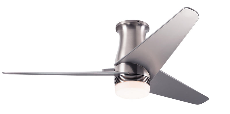 Modern Fan Company Velo DC LED 48 inch bright nickel flush mount ceiling fan with nickel ABS blades and remote control