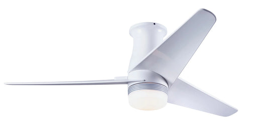 Modern Fan Company Velo DC LED 48 inch gloss white flush mount ceiling fan with white ABS blades and remote control