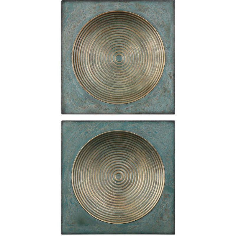 Uttermost 4106 Sybil Antique Gold Squares Wall Art Set of 2