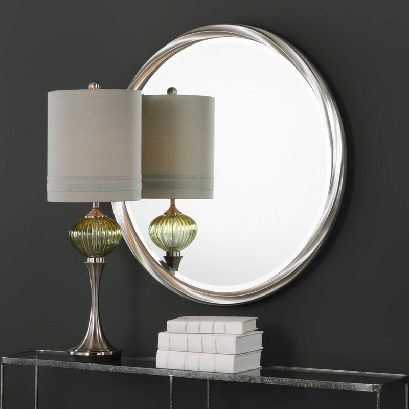 Uttermost Orion Round Mirror | Decorative Silver Round Wall Mirror