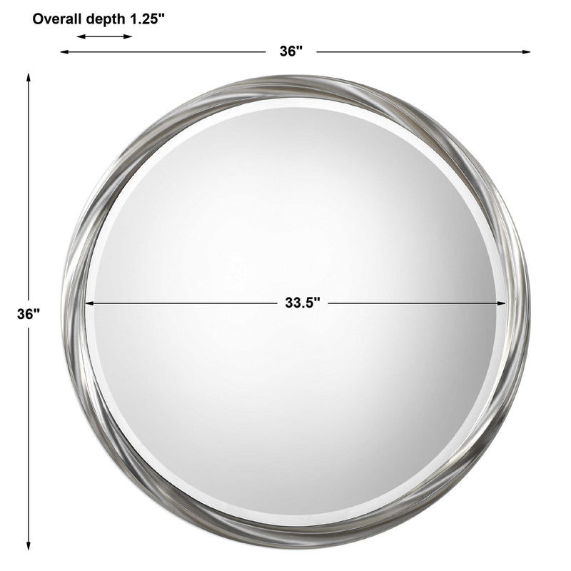 Uttermost Orion Round Mirror | Decorative Silver Round Wall Mirror