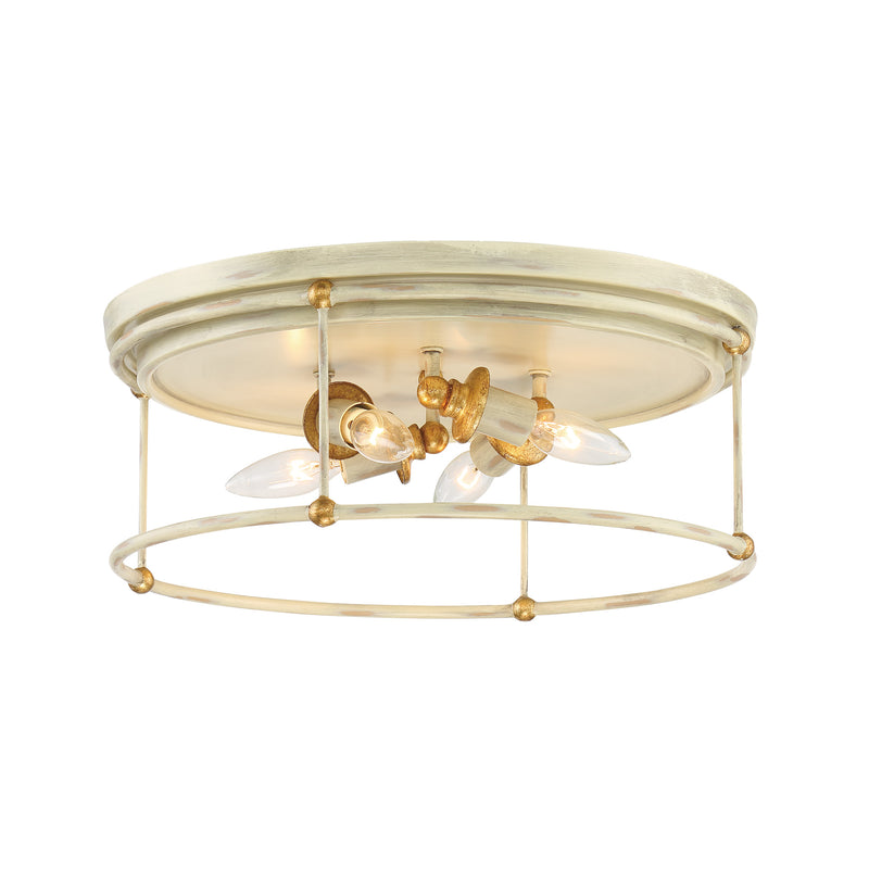 Minka Lavery Westchester County - 4 Light Flush Mount in Farmhouse White with Gilded Gold Leaf (Flush Mount 16.5 in W x 6.75 in H)