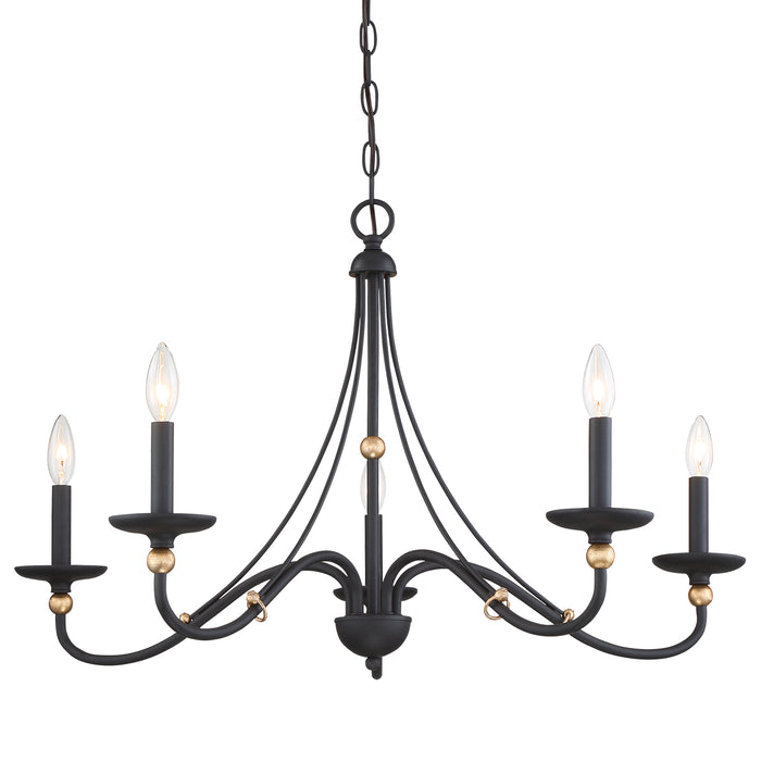 Minka Lavery Westchester County - 5 Light 34" Chandelier in Sand Coal with Skyline Gold Leaf (Chandelier 34 in W x 20.75 in H)