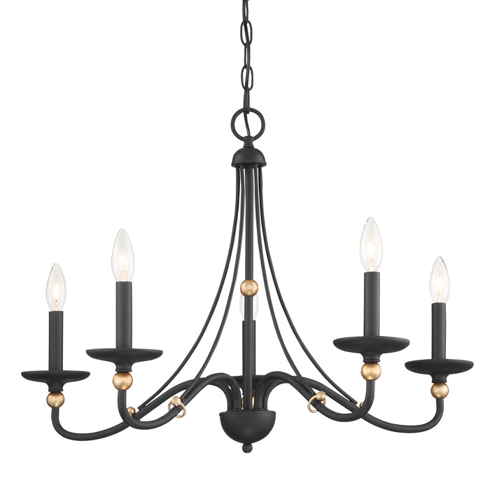 Minka Lavery Westchester County - 5 Light - Westchester County - 5 Light - 28" Chandelier in Sand Coal with Skyline Gold Leaf (Chandelier 28 in W x 20 in H)