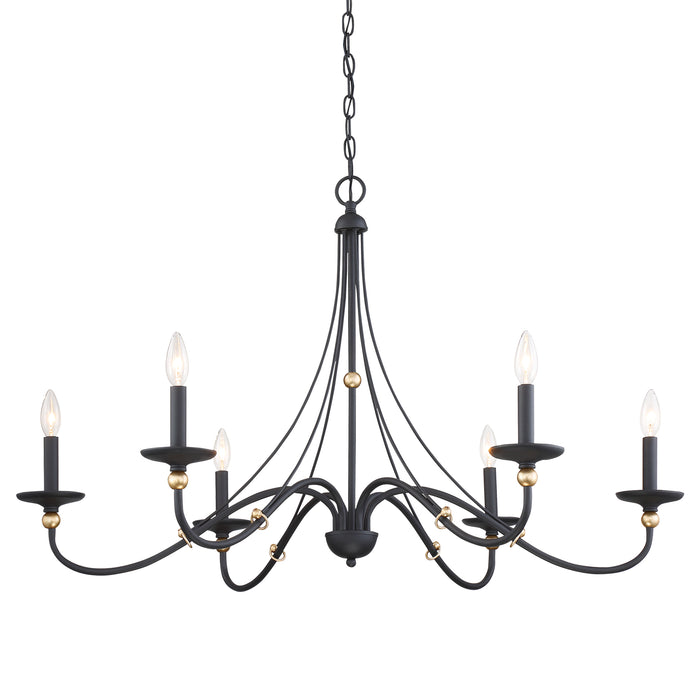 Minka Lavery Westchester County - 6 Light - 40" Chandelier in Sand Coal with Skyline Gold Leaf (Chandelier 40 in W x 24 in H)