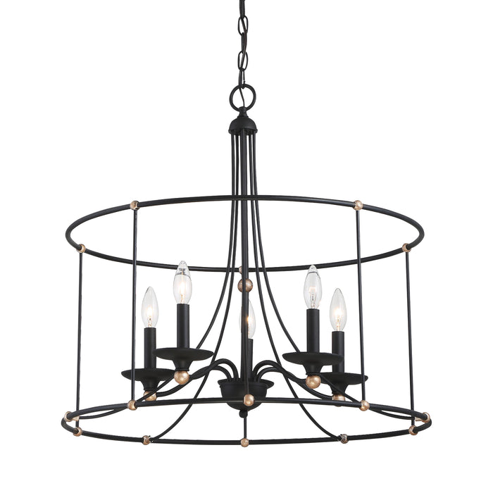 Minka Lavery Westchester County - 5 Light - 25" Chandelier in Sand Coal with Skyline Gold Leaf (Chandelier 25 in W x 24 in H)