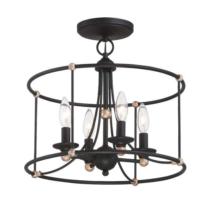 Minka Lavery Westchester County - 4 Light Semi Flush in Sand Coal with Skyline Gold Leaf (Chandelier 15.75 in W x 14.875in H)