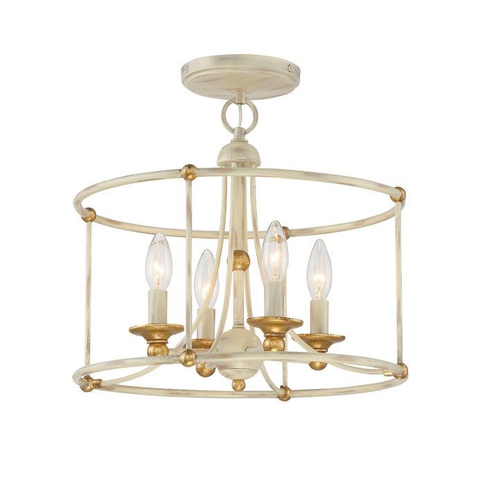 Minka Lavery Westchester County - 4 Light Semi Flush in Farmhouse White with Gilded Gold Leaf (Chandelier 15.75 in W x 14.875 in H)