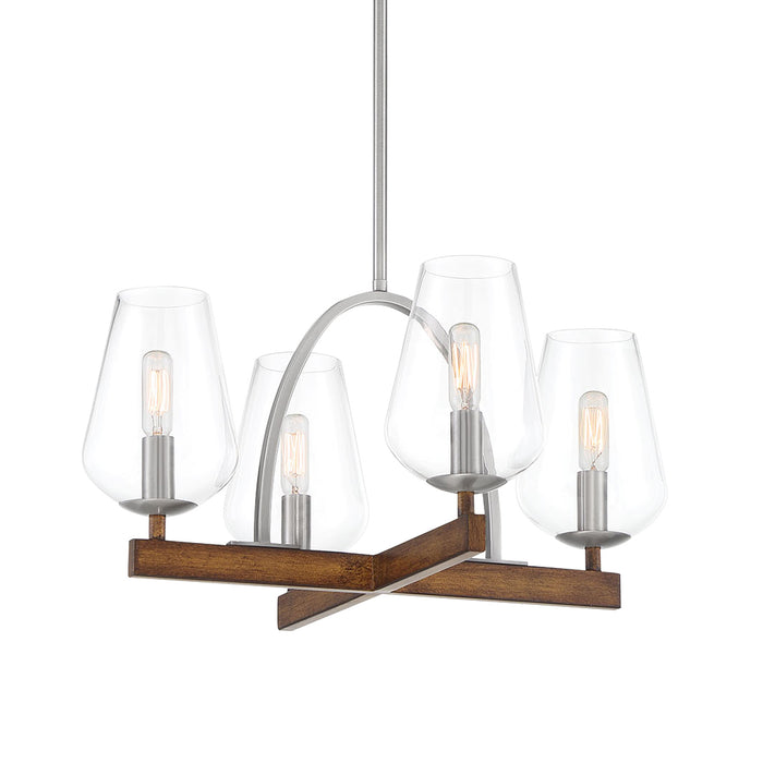 Minka Lavery Birnamwood - 4 Light Chandelier Convertible to Semi-Flush with Koa Wood and Pewter Finish (Chandelier  in W x  in H)
