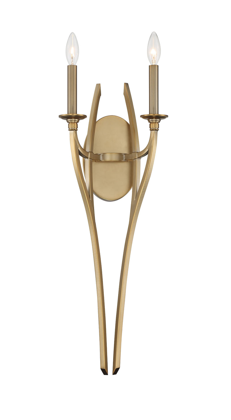 Minka Lavery Covent Park 2 Light Wall Sconce with a Honey Brushed Gold Finish (Wall Sconce 9 in W x 27.5 in H)