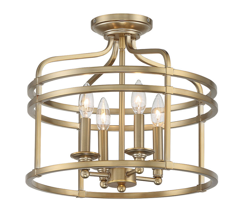 Minka Lavery Covent Park 4 Light Semi Flush Ceiling Light with a Brushed Honey Gold Finish (Ceiling Light 16 in W x 14.5 in H)