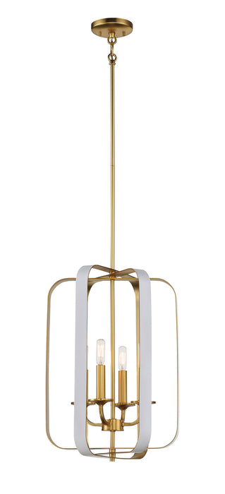 Minka Lavery Aureum 4 Light Pendant with Matte White and Honey Gold Finish (Pendant 14 in W x 33.25 in H)
