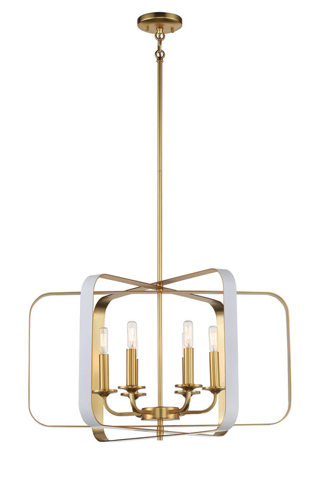 Minka Lavery Aureum 6 Light Pendant with Matte White and Honey Gold Finish (Pendant 26 in W x 28 in H)