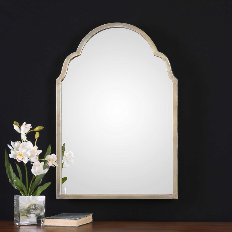 Uttermost Brayden Petite Arch Mirror | Silver Arch Wall Mirror - ALCOVE LIGHTING