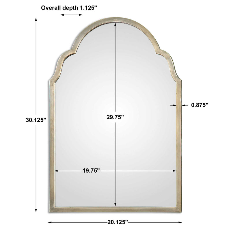 Uttermost Brayden Petite Arch Mirror | Silver Arch Wall Mirror - ALCOVE LIGHTING