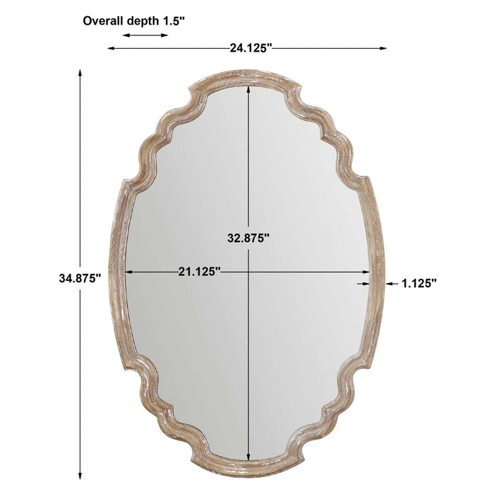 Uttermost Ludovica Mirror | Natural Wood Finished Oval Wall Mirror