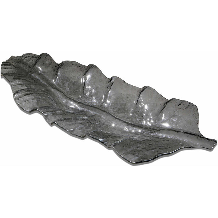 Uttermost 19862 Smoked Leaf Glass Tray