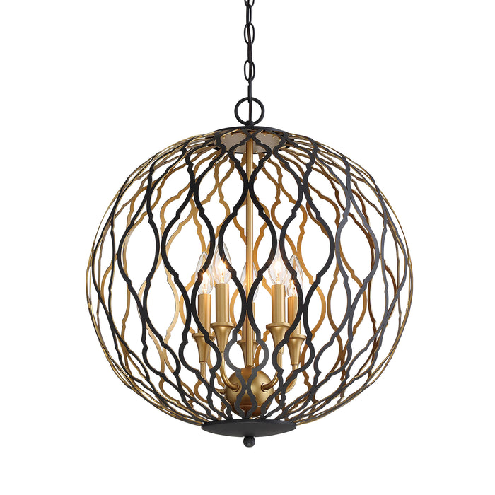 Minka Lavery Gilded Glam - 5 Light Pendant in Sand Coal with Painted and Plated Honey Gold (Pendant 20 in W x 23.75 in H)