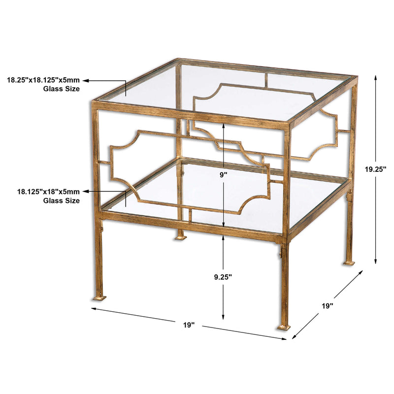 Uttermost 24477 Genell Gold Cube Table - ALCOVE LIGHTING