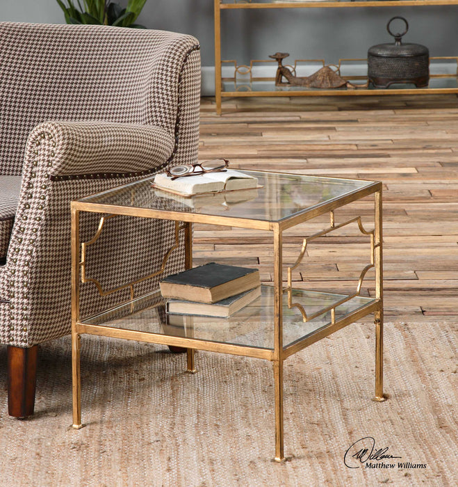 Uttermost 24477 Genell Gold Cube Table