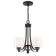 Minka Lavery Parsons Studio - 3 Light Mini Chandelier in Sand Coal Finish with Clear and Etched White Glass (Pendant 18 in W x 18.5 in H) - ALCOVE LIGHTING