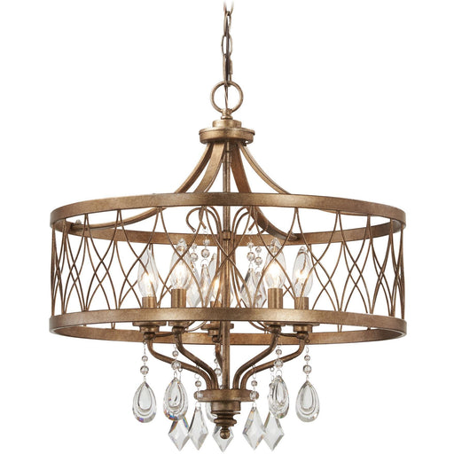 Minka Lavery 4404-581 West Liberty 5 Light Drum Chandelier with Crystals