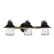 Minka Lavery Westfield Manor - 3 Light Bathin Sand Coal with Soft Brass Finish and Clear Seedy Glass (Bath Light 24.5 in W x 8 in H) - ALCOVE LIGHTING