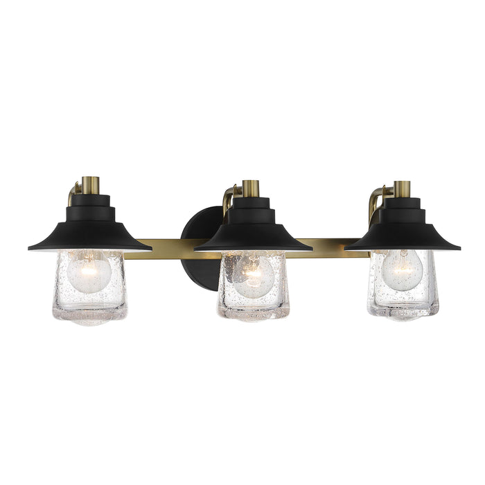 Minka Lavery Westfield Manor - 3 Light Bathin Sand Coal with Soft Brass Finish and Clear Seedy Glass (Bath Light 24.5 in W x 8 in H)