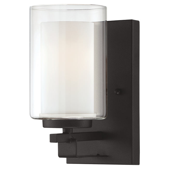 Minka Lavery Parsons Studio - 1 Light Bath - 1 Light Bath in Sand Coal Finish with Clear and Etched White Glass (Bath Light 4.5 in W x 8.75 in H)