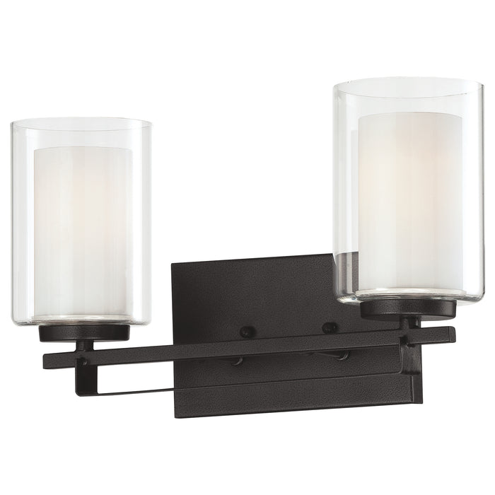Minka Lavery Parsons Studio - 2 Light Bath in Sand Coal Finish with Clear and Etched White Glass (Bath Light 4.5 in W x 8.75 in H)