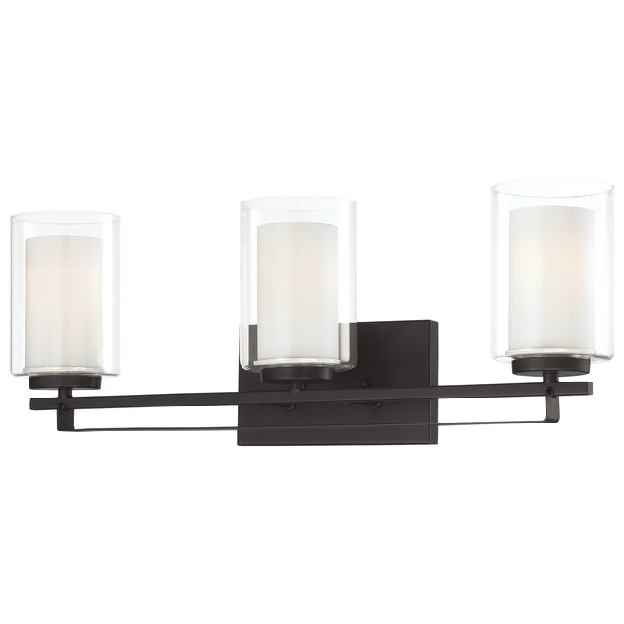 Minka Lavery Parsons Studio - 3 Light Bath in Sand Coal Finish with Clear and Etched White Glass (Bath Light 24 in W x 8.75 in H)