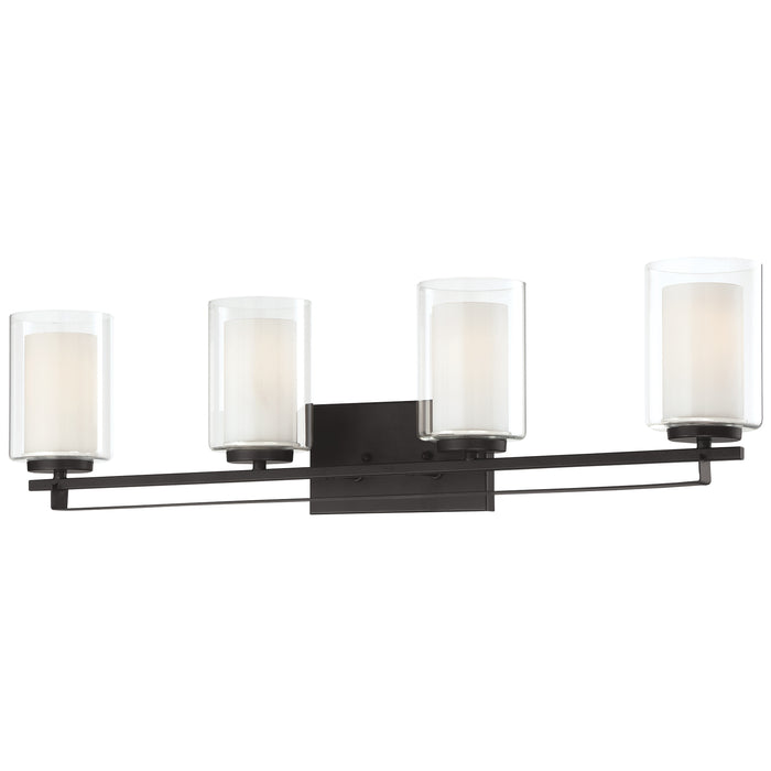 Minka Lavery Parsons Studio - 4 Light Bath in Sand Coal Finish with Clear and Etched White Glass (Bath Light 32.5 in W x  8.75 in H)