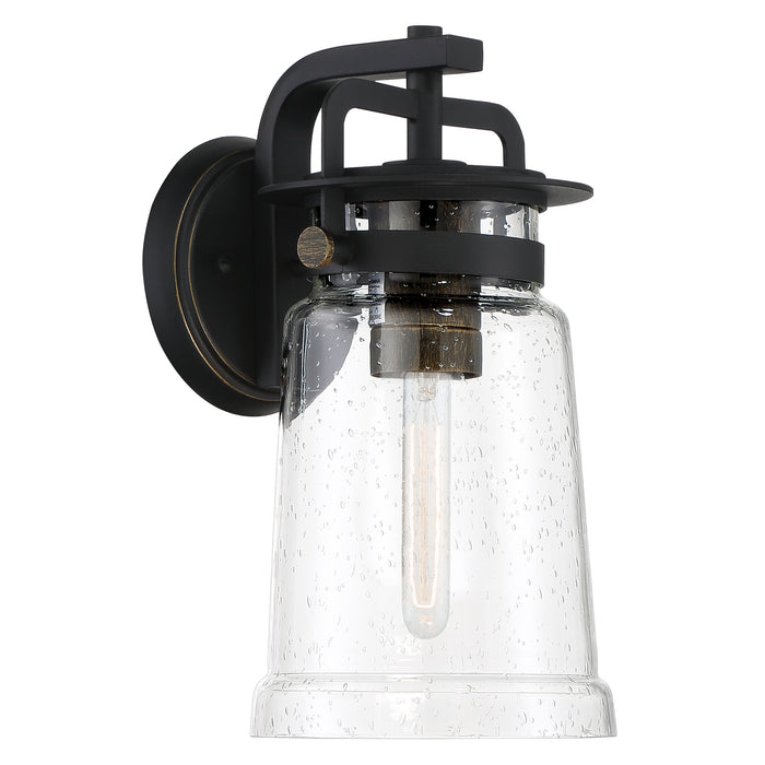 Minka Lavery Maribel Heights - 1 Light Wall Mount in Sand Coal and Gold Highlights Finish with Clear Seeded Glass (Wall Mount Light 8 in W x 17 in H)