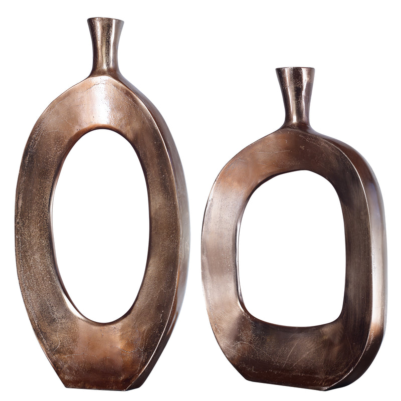 Uttermost 18965 Kyler Textured Bronze Vases Set of 2
