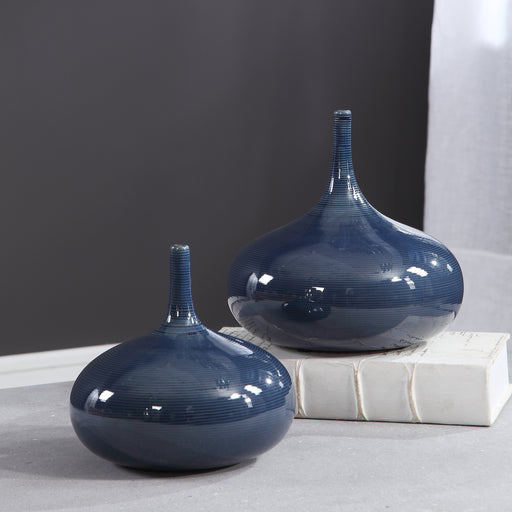 Uttermost 18988 Zayan Blue Vases, Set of 2
